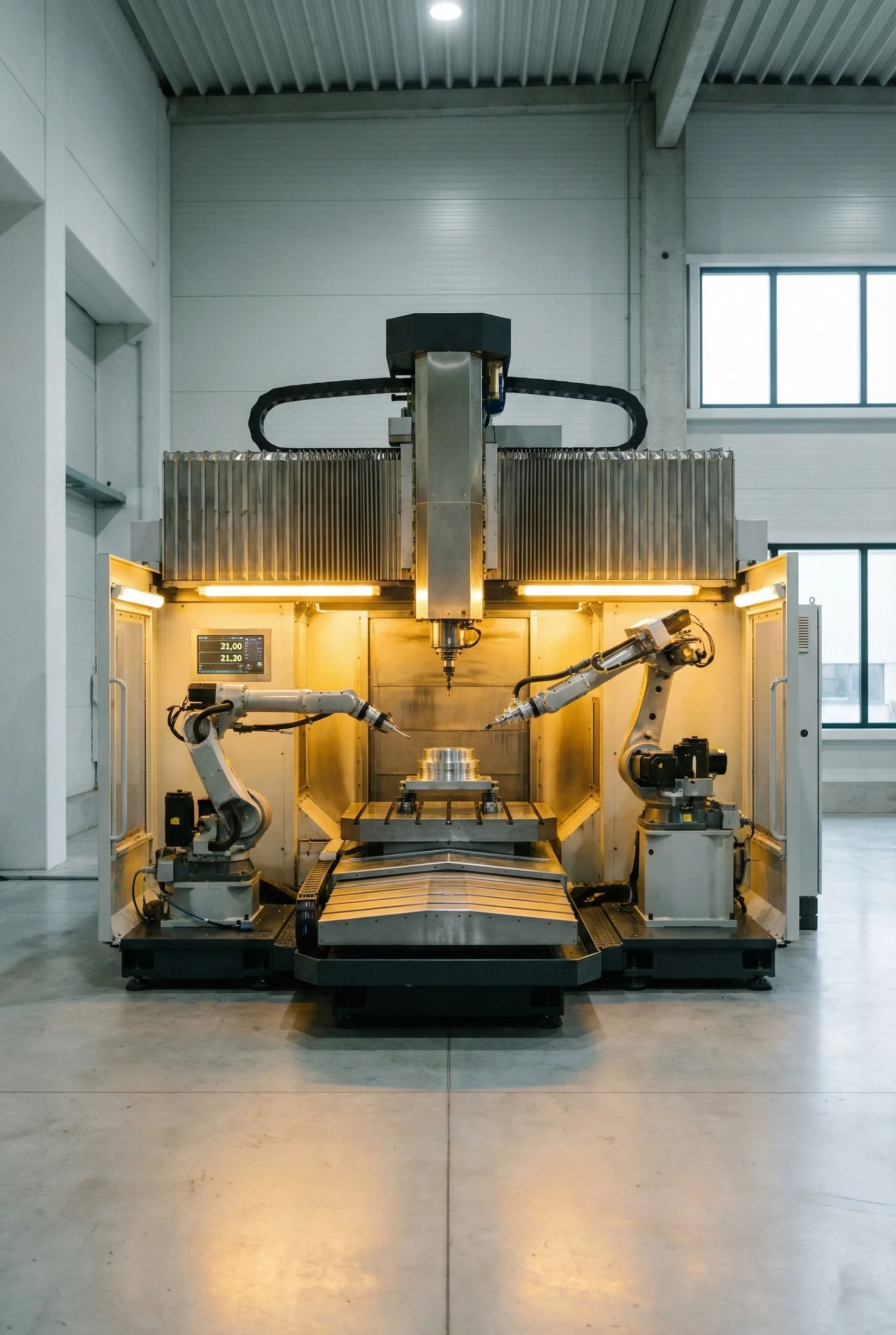 Fabrika zemininde yüksek teknolojili CNC makinesi ve Panacea Makina Kırılması Sigortası güvencesi