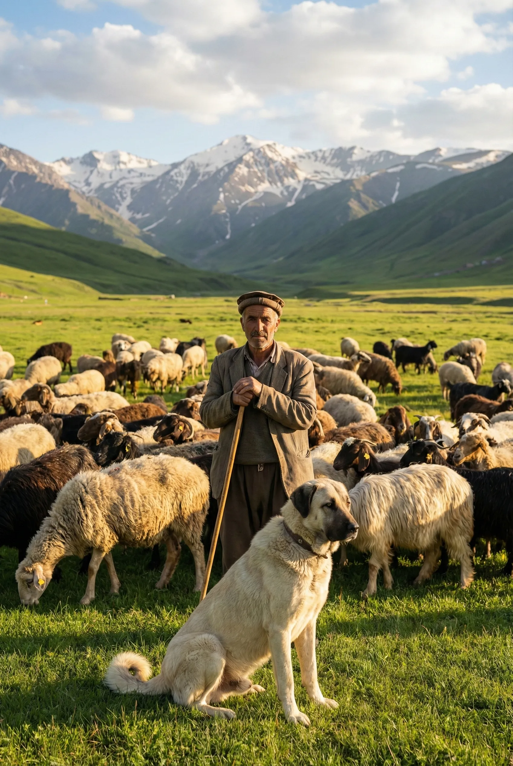 Panacea güvencesiyle Küçükbaş Hayvan Hayat Sigortası kapsamında merada otlayan koyun ve keçi sürüsü (small livestock)